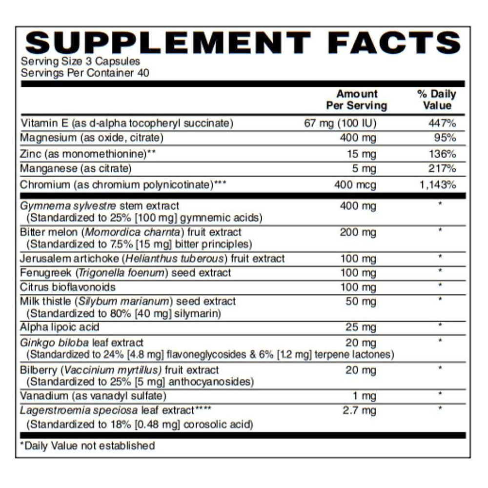 Tabela Nutricional Glucose Support Capsules by BariatricPal - Helps Support Normal Blood Sugar Balance