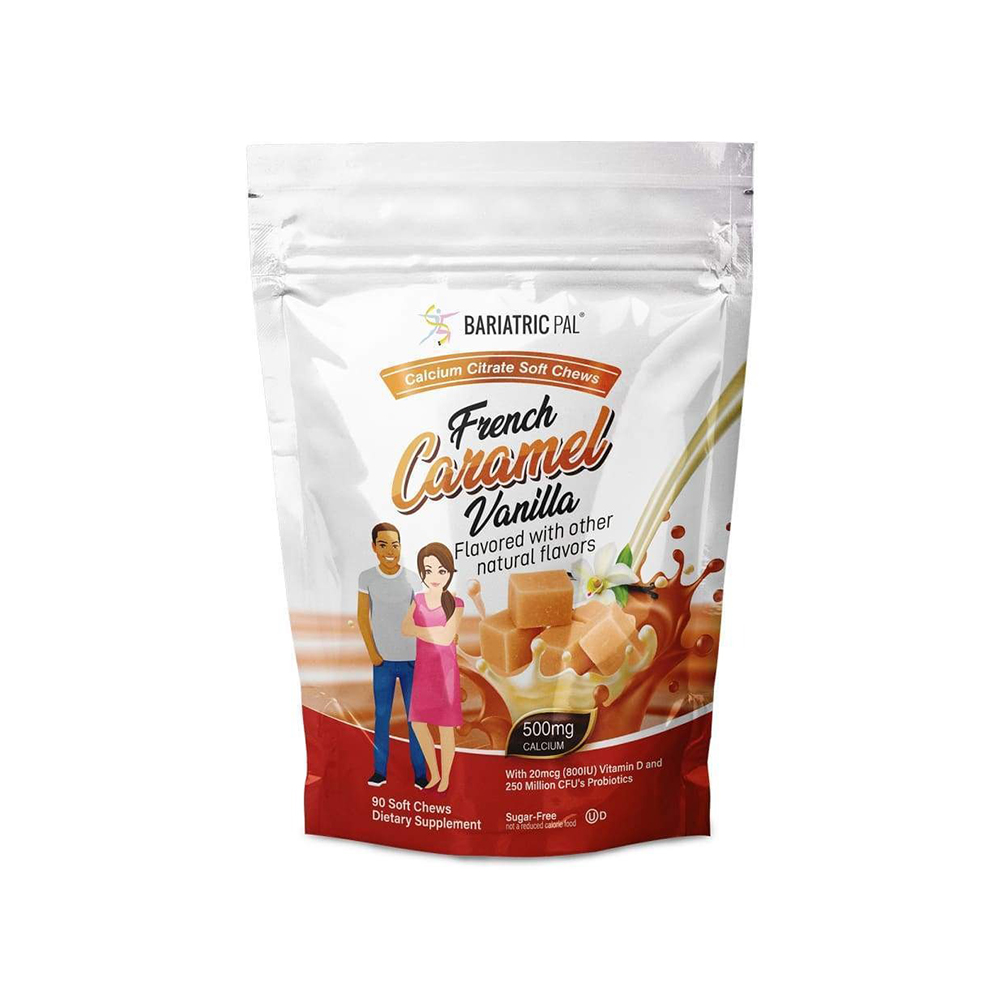 BariatricPal Sugar-Free Calcium Citrate Soft Chews 500mg with Probiotics - French Vanilla Caramel